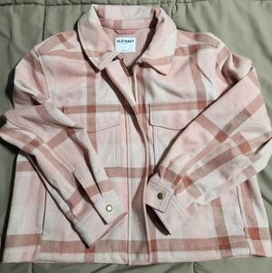 Old Navy Women's Soft Pink Plaid Utility Jacket